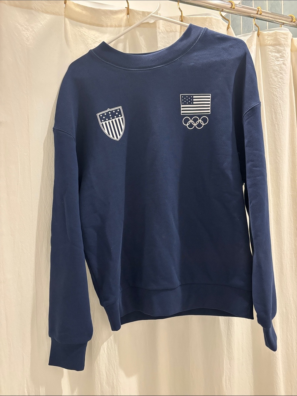 Team USA Navy Crewneck Sweatshirt with USA Crest and Olympic Logo